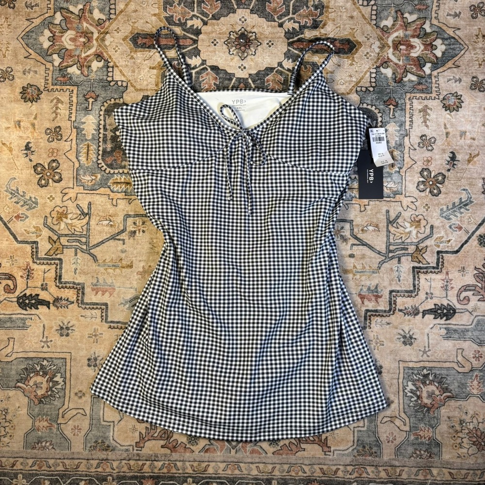 YPB Abercrombie Black White Gingham Active Exercise Dress XXL NWT Gym Athletic
